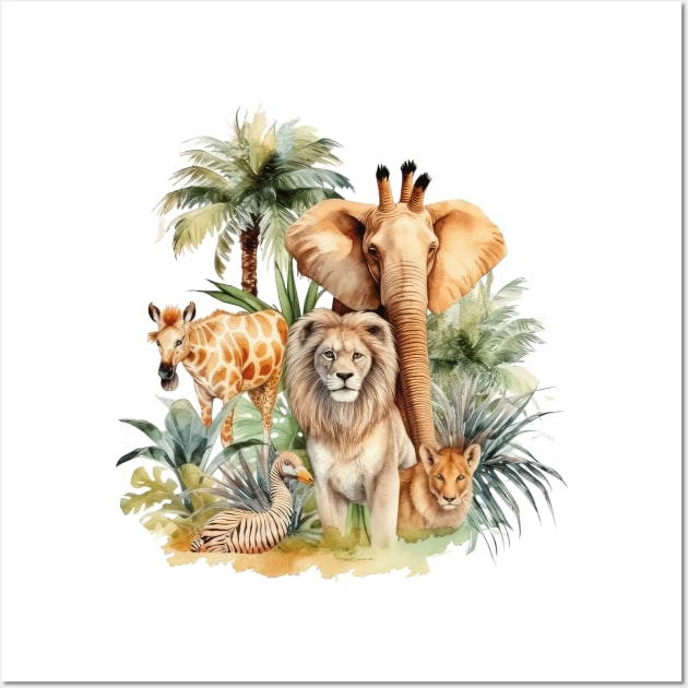 Watercolor Animal Safari #1 Wall Art by Chromatic Fusion Studio